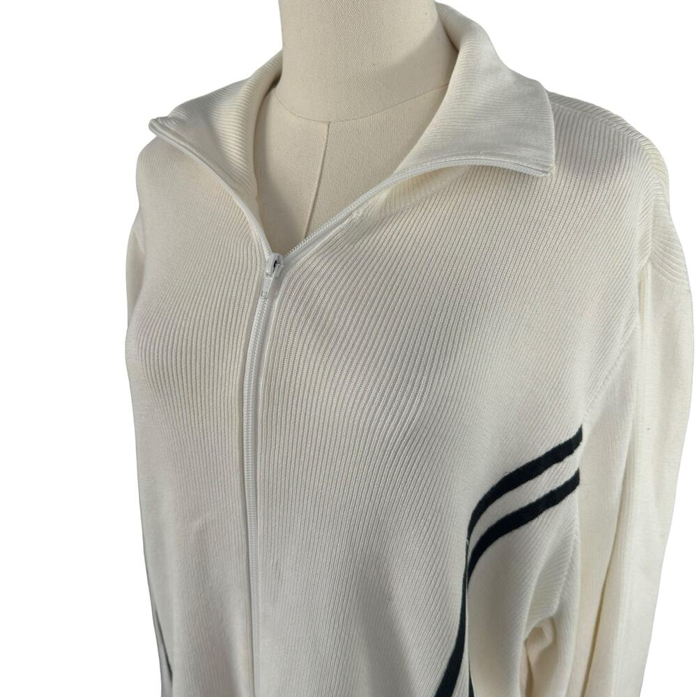 Tommy Hilfiger Vintage Zip-Up Sweater Jacket White Preppy Casual Rib Knit 2XL - Picture 8 of 16